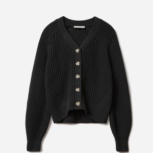 Everlane Black Chunky Cotton Cardigan